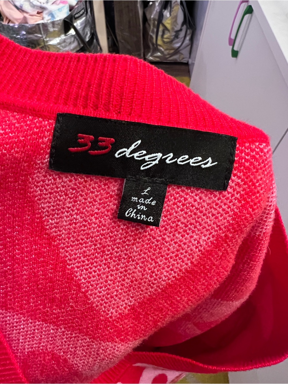 32 Degrees Red and Pink Heart-Print V-Neck Cardigan - Picture 2 of 4